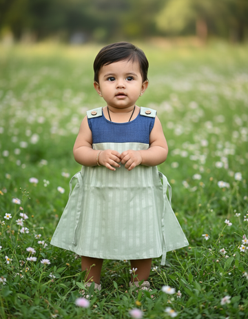Fancy Fabric Baby Frock – Button Type with Adjustable Rope | 3 Months to 1 Year | Sri Thulir Tex