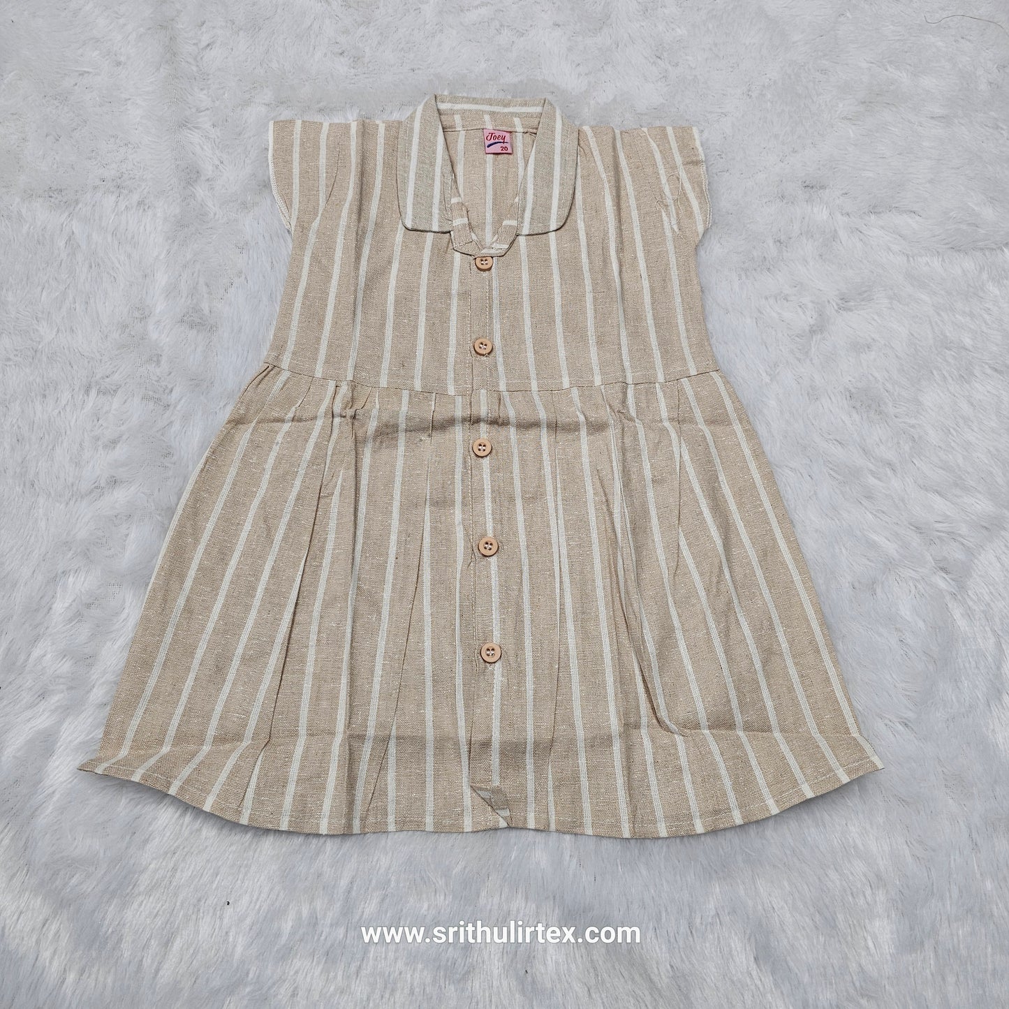 Cotton Stripe Baby Frock – Button Type with Collar Neck | 6 Months to 2 Years | Sri Thulir Tex