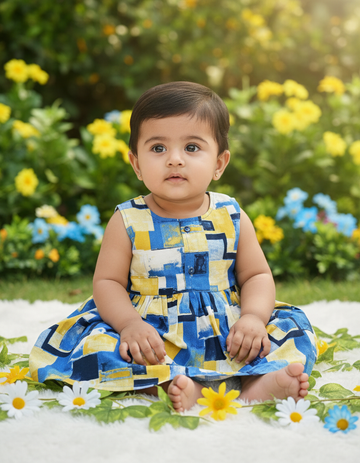 Cotton Printed Baby Frock – Front Open Button Type | 6 Month to 2 Years | Sri Thulir Tex