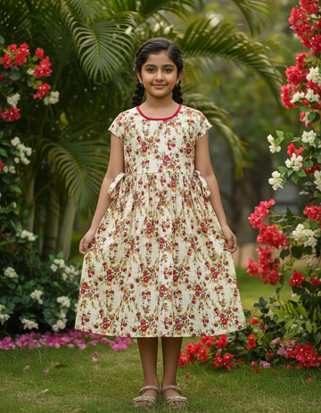 Cotton Printed Baby Frock – Back Rope Type | 6 to 9 Years baby | Sri Thulir Tex