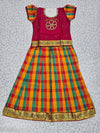 Kids maroon top with traditional Palum Palam checked skirt pattu pavadai set – Sri Thulir Tex