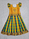 Kids mustard yellow top with brown teal yellow Palum Palam checked skirt pattu pavadai – Sri Thulir Tex