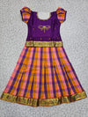 Kids purple top with orange pink purple Palum Palam checked skirt pattu pavadai – Sri Thulir Tex