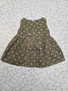 Olive green muslin baby jabla frock with white printed pattern and front buttons – Sri Thulir Tex