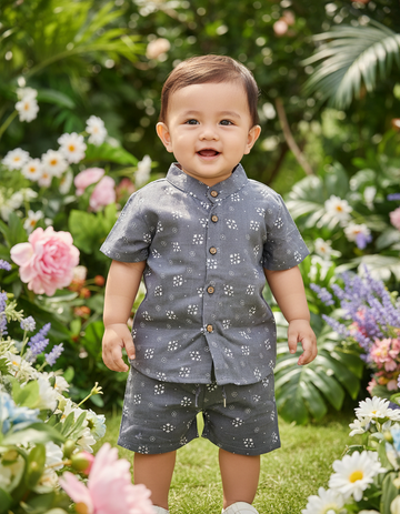 Pack of 3 multi-printed muslin button jabla tops for 6–12 month babies – Sri Thulir Tex