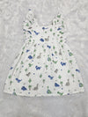 White muslin baby frock with cartoon dinosaur print and butterfly sleeves front open design – Sri Thulir Tex