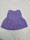 Purple muslin baby jabla frock with bee print and front open button design – Sri Thulir Tex