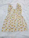 Cream muslin baby jabla frock with pineapple print and butterfly sleeves front open design – Sri Thulir Tex