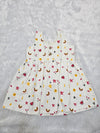 White muslin baby frock with watermelon, rainbow and flower prints front open design – Sri Thulir Tex