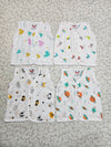 New born baby button jabla set in soft white cotton with multi printed designs – pack of 4 by Sri Thulir Tex