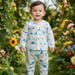 1–2 year baby muslin jabla full set with blue whale print, long sleeve button top and pant – Sri Thulir Tex
