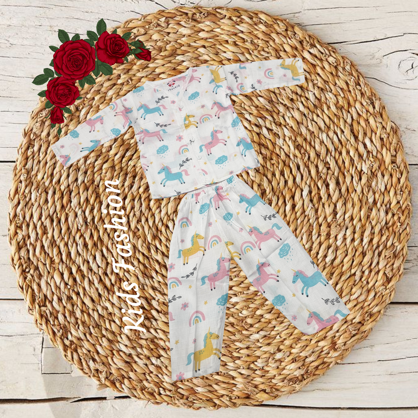 1–2 year baby muslin jabla full set with blue whale print, long sleeve button top and pant – Sri Thulir Tex