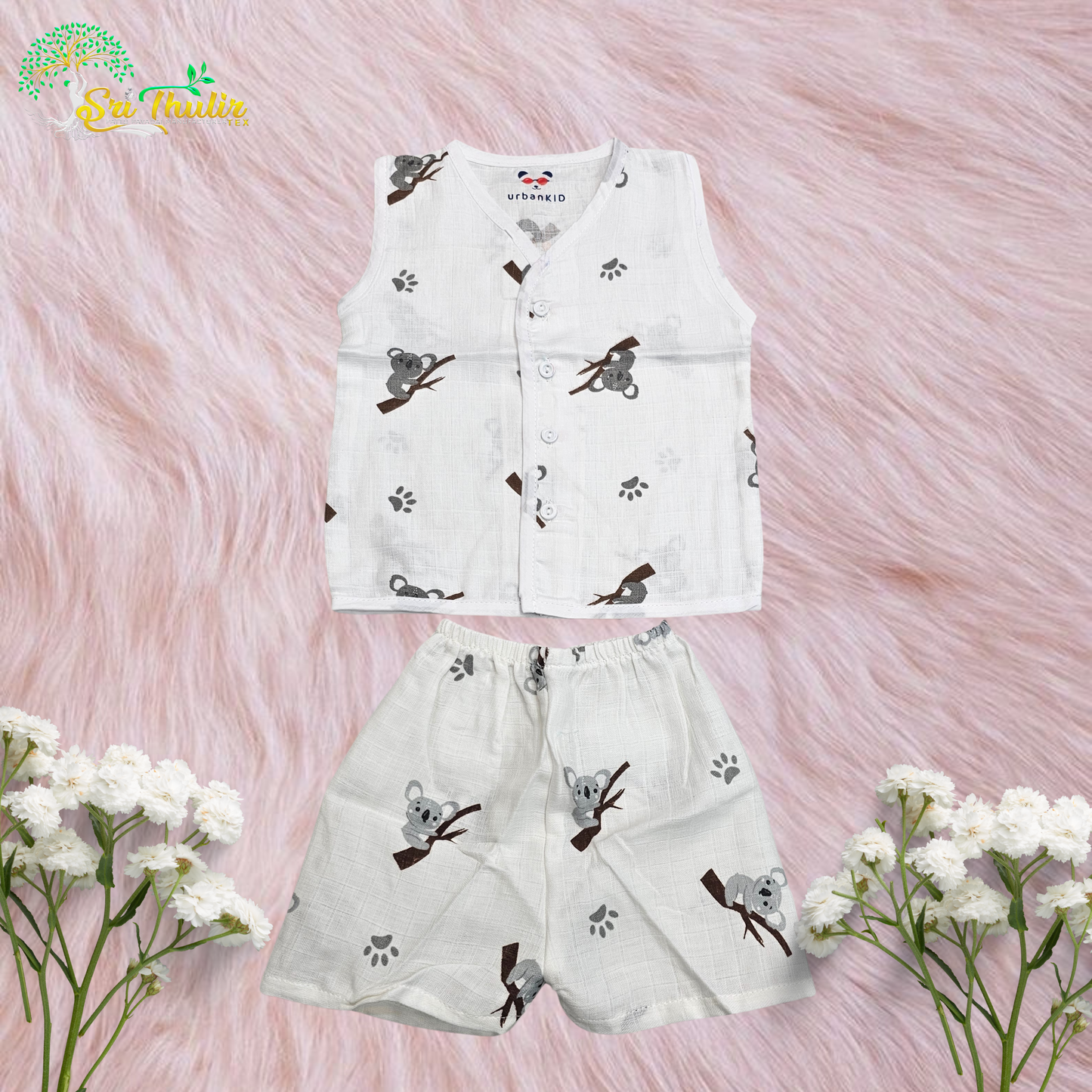 Baby Muslin Jabla Shirt & Shorts Set – Multi Printed | 6 Months to 1 Year | Sri Thulir Tex