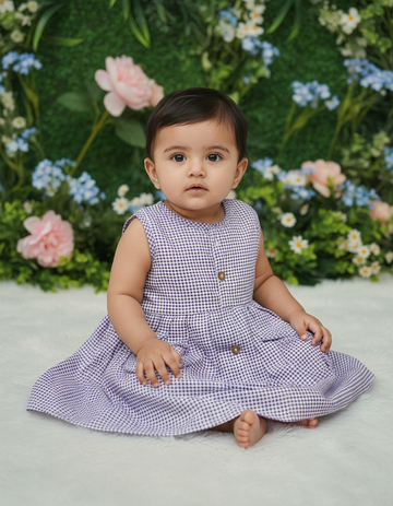Cotton Button Type Baby Frock – Front Open | 3, 6 & 12 Months | Sri Thulir Tex