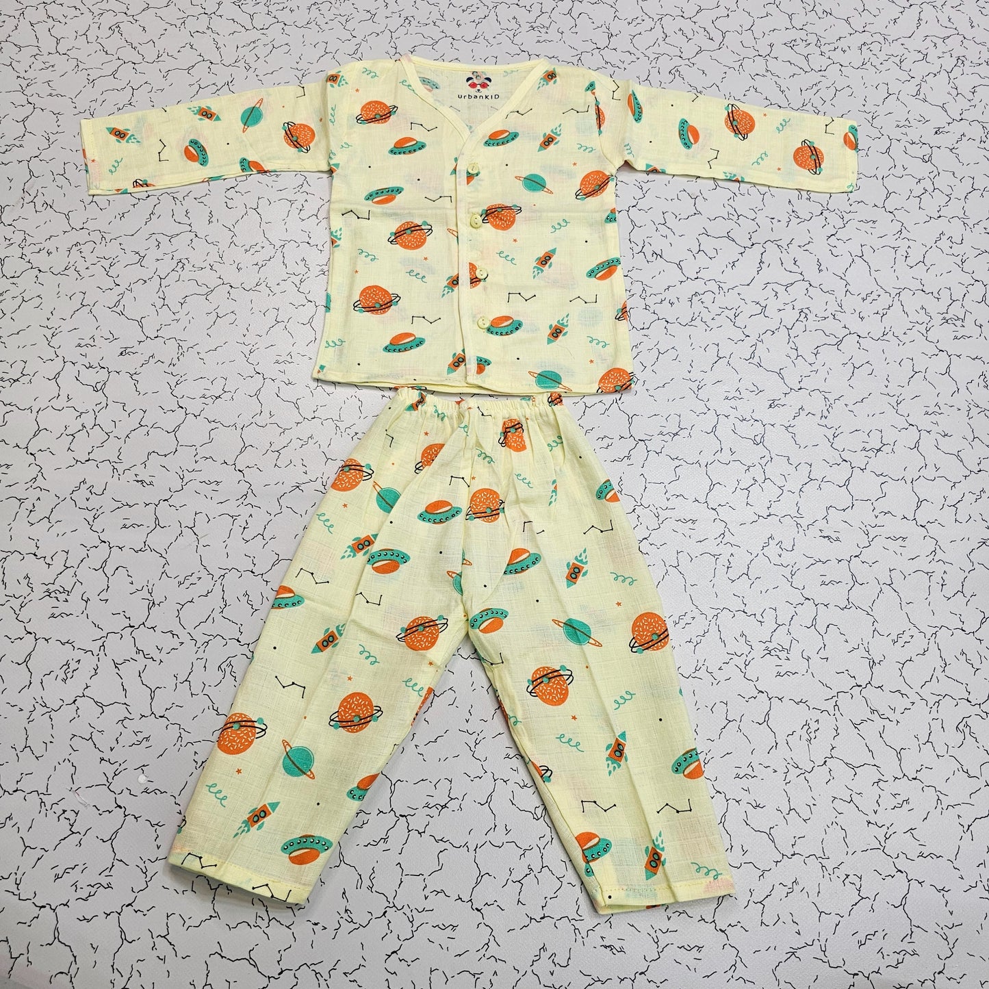 Muslin baby jabla full set for 1–2 year girls with pink butterfly print and button top – Sri Thulir Tex