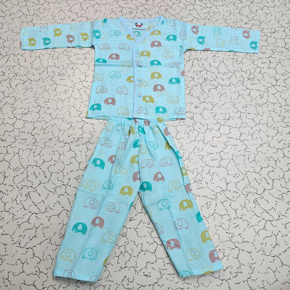 Muslin baby jabla full set for 1–2 year girls with pink butterfly print and button top – Sri Thulir Tex