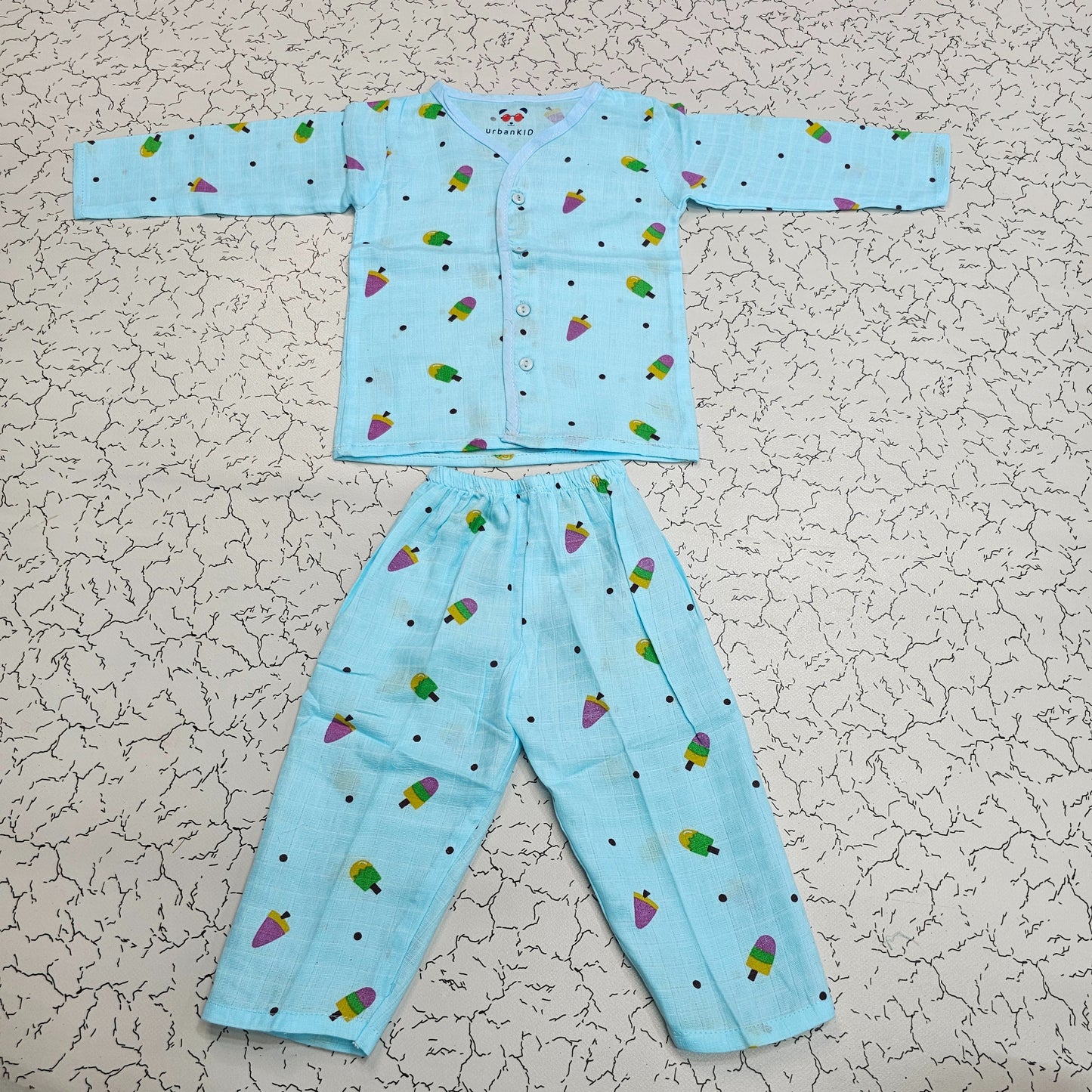 Muslin baby jabla full set for 1–2 year girls with pink butterfly print and button top – Sri Thulir Tex