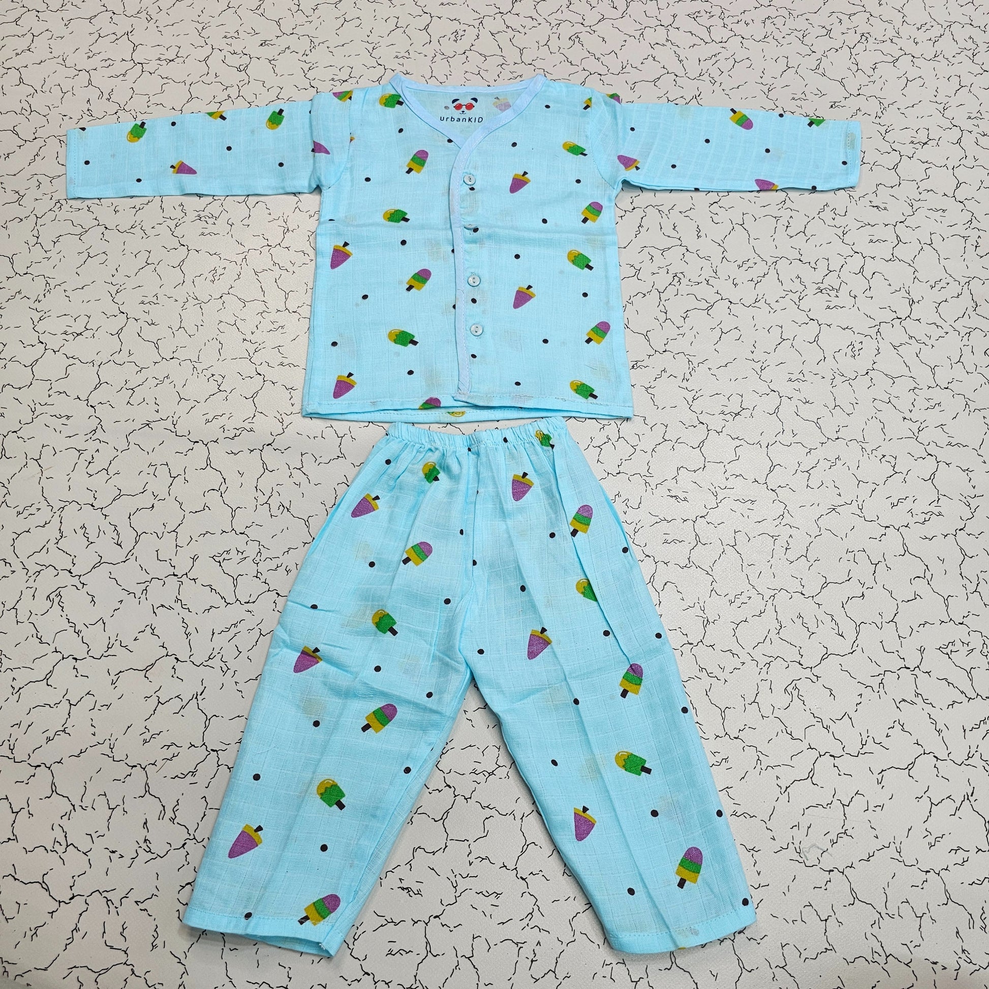 Muslin baby jabla full set for 1–2 year girls with pink butterfly print and button top – Sri Thulir Tex