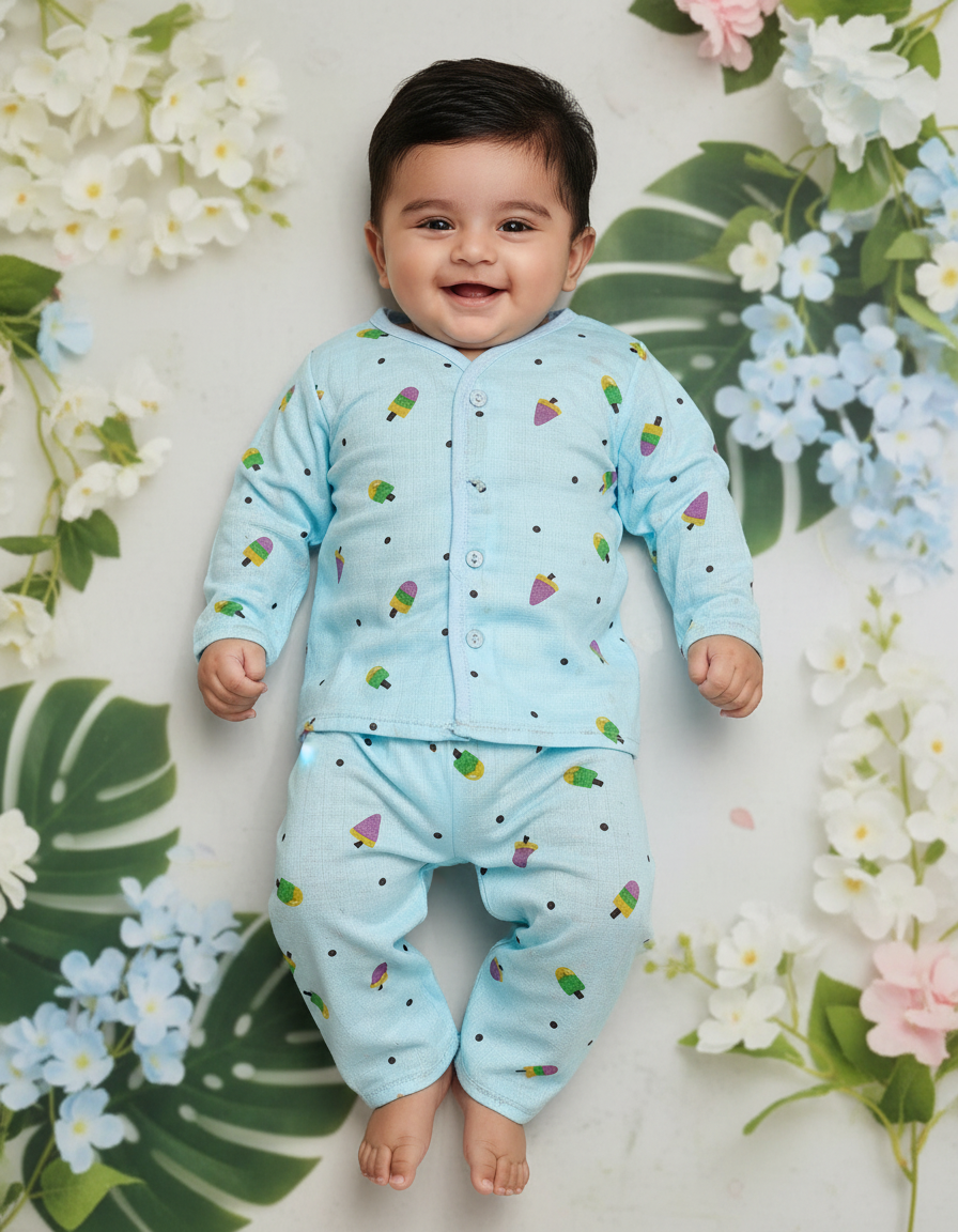 Muslin baby jabla full set for 1–2 year girls with pink butterfly print and button top – Sri Thulir Tex