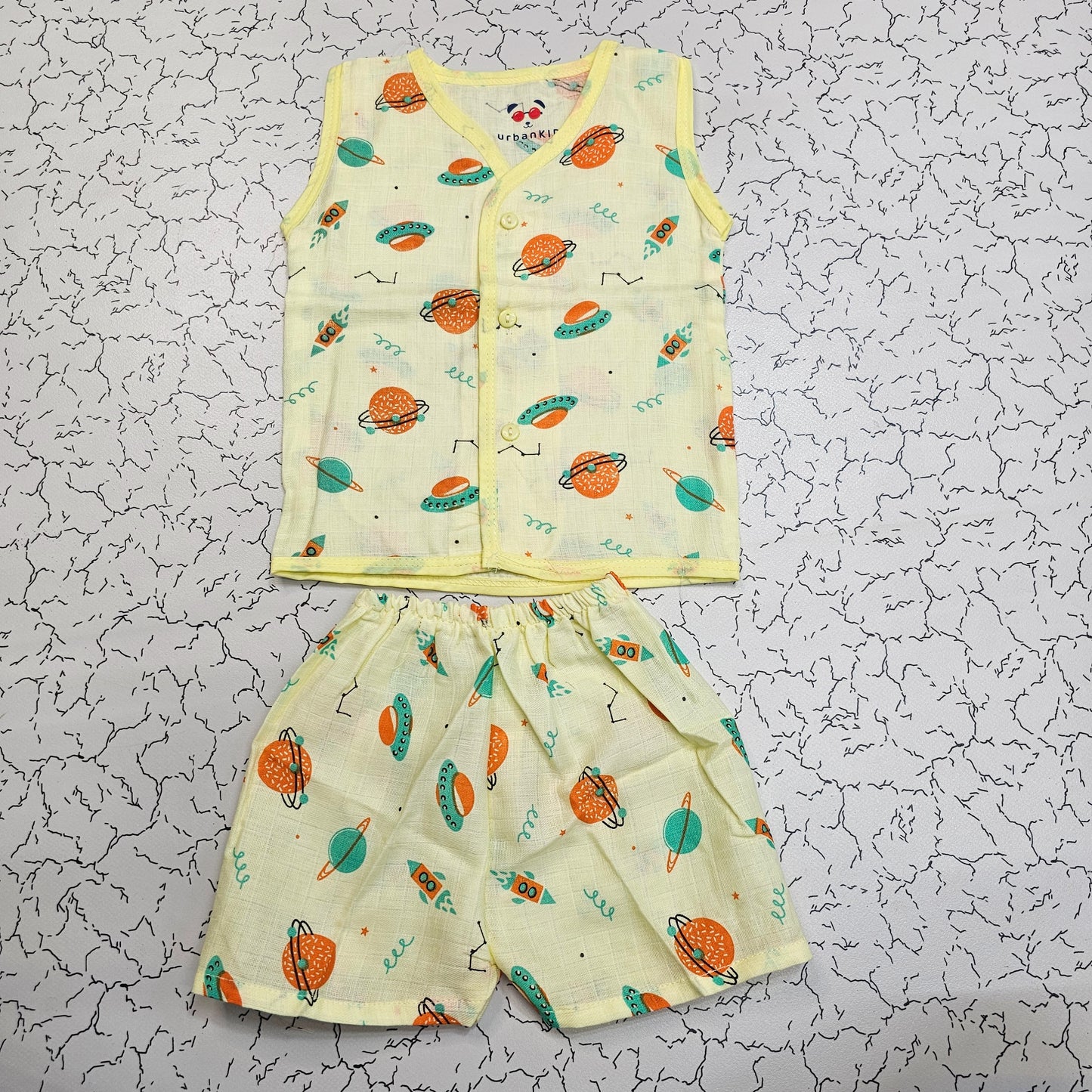 Baby Muslin Jabla Shirt & Shorts Set – Ice Cream Multi Printed | 6 Months to 1 Year | Sri Thulir Tex