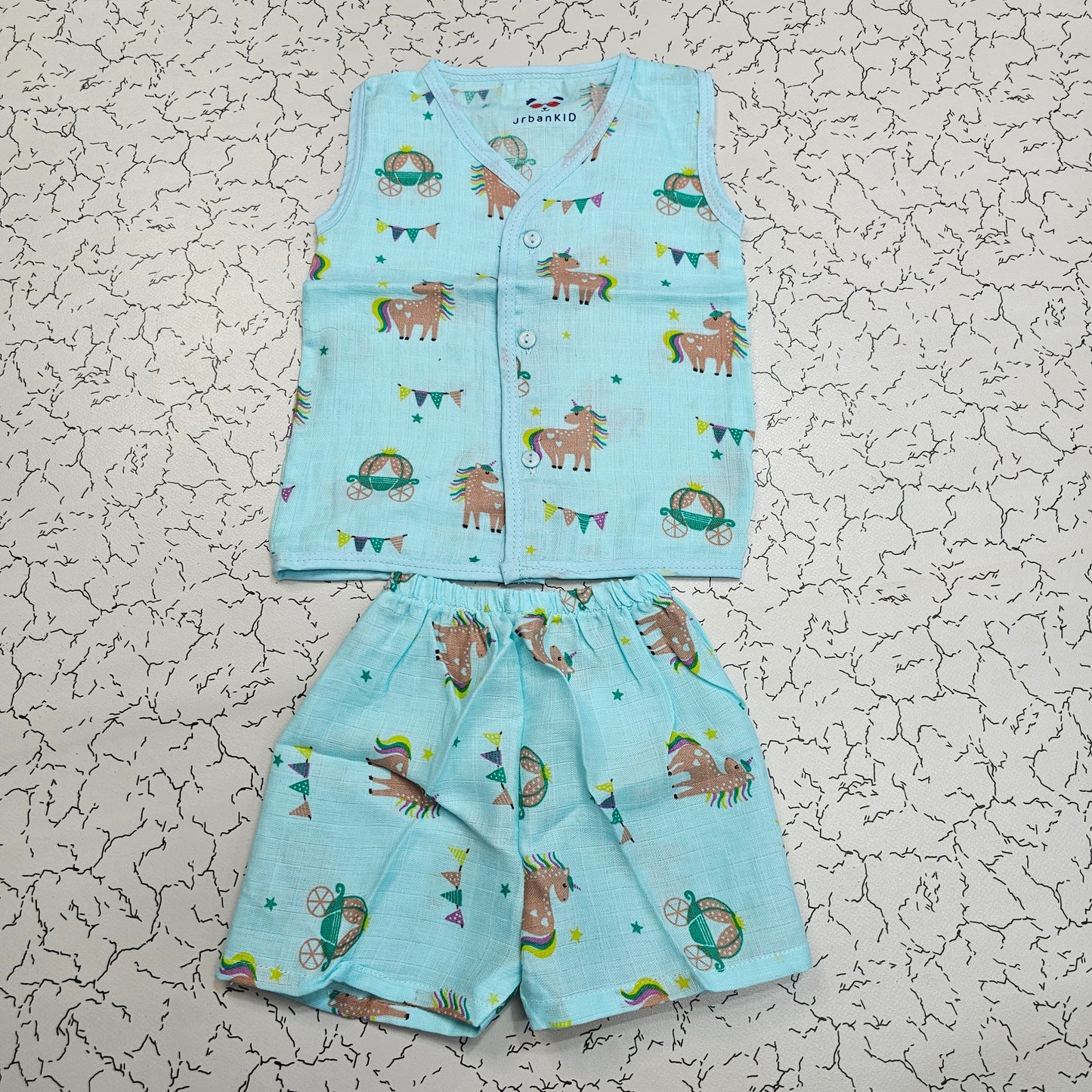 Baby Muslin Jabla Shirt & Shorts Set – Ice Cream Multi Printed | 6 Months to 1 Year | Sri Thulir Tex