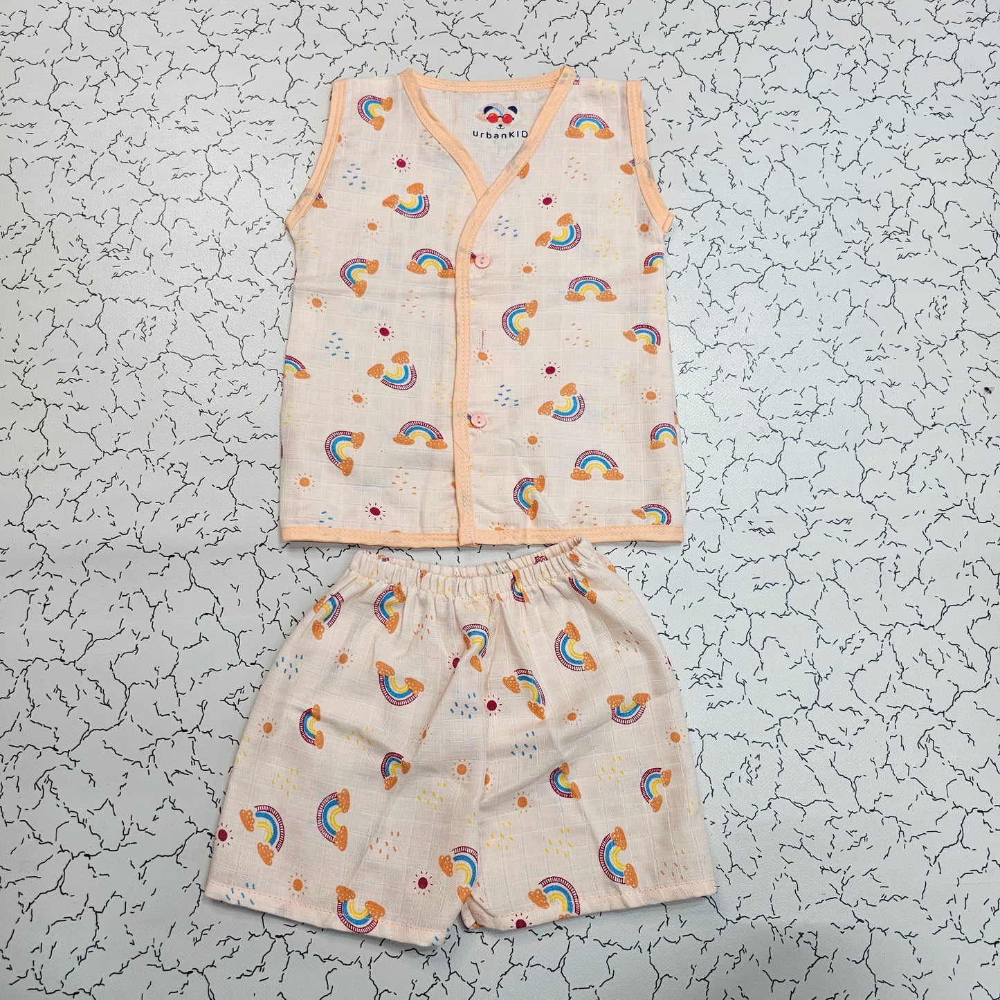 Baby Muslin Jabla Shirt & Shorts Set – Ice Cream Multi Printed | 6 Months to 1 Year | Sri Thulir Tex