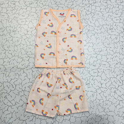 Baby Muslin Jabla Shirt & Shorts Set – Ice Cream Multi Printed | 6 Months to 1 Year | Sri Thulir Tex