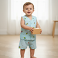 Muslin jabla shirt and shorts set with colorful ice cream print for babies aged 6 months to 1 year.