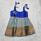 Baby frock with blue semi silk top and grey bridal silk skirt by Sri Thulir Tex