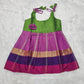Pink top with green multicolour border silk baby frock by Sri Thulir Tex