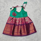 Baby silk frock with purple semi silk top and gold bridal silk skirt by Sri Thulir Tex
