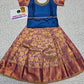 Blue and purple kids pattu pavadai set with puff sleeves and bridal silk skirt by Sri Thulir Tex