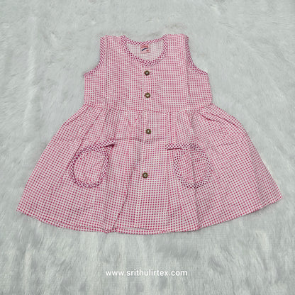 Cotton Button Type Baby Frock – Front Open | 3, 6 & 12 Months | Sri Thulir Tex