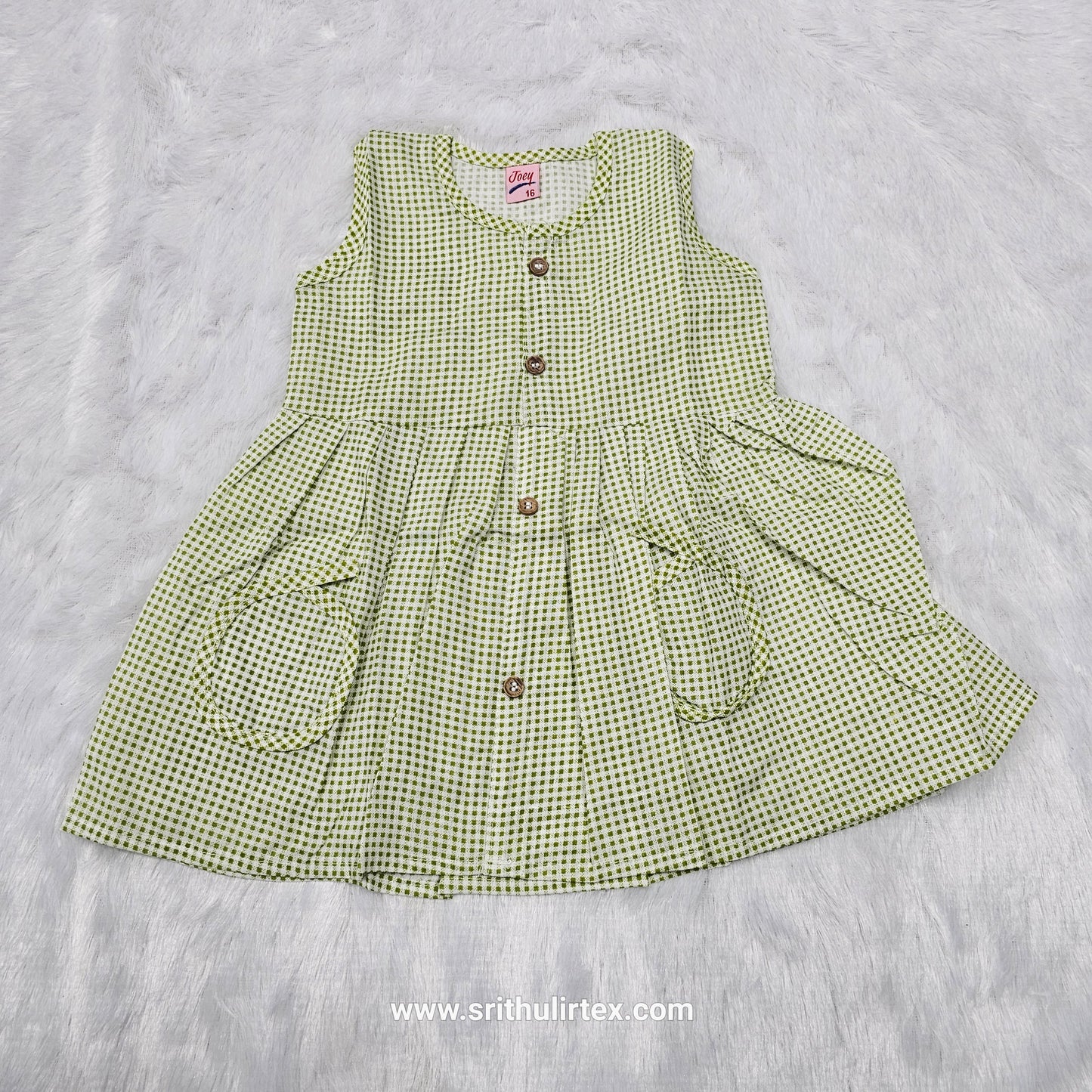 Cotton Button Type Baby Frock – Front Open | 3, 6 & 12 Months | Sri Thulir Tex