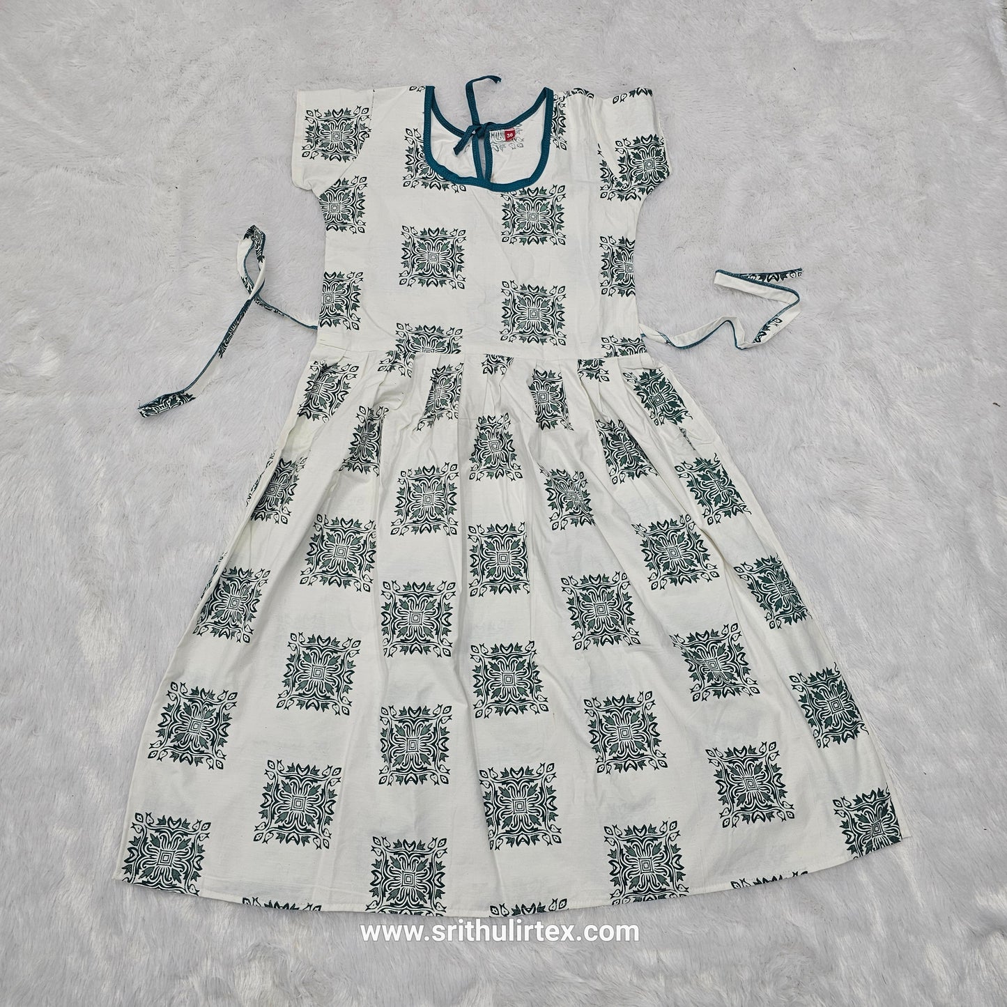 Cotton Printed Baby Frock – Back Rope Type |  6 to 9 Years baby | Sri Thulir Tex