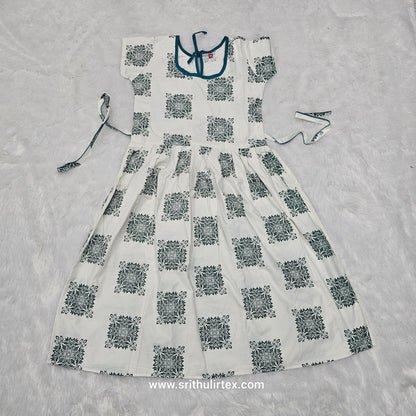 Cotton Printed Baby Frock – Back Rope Type |  6 to 9 Years baby | Sri Thulir Tex