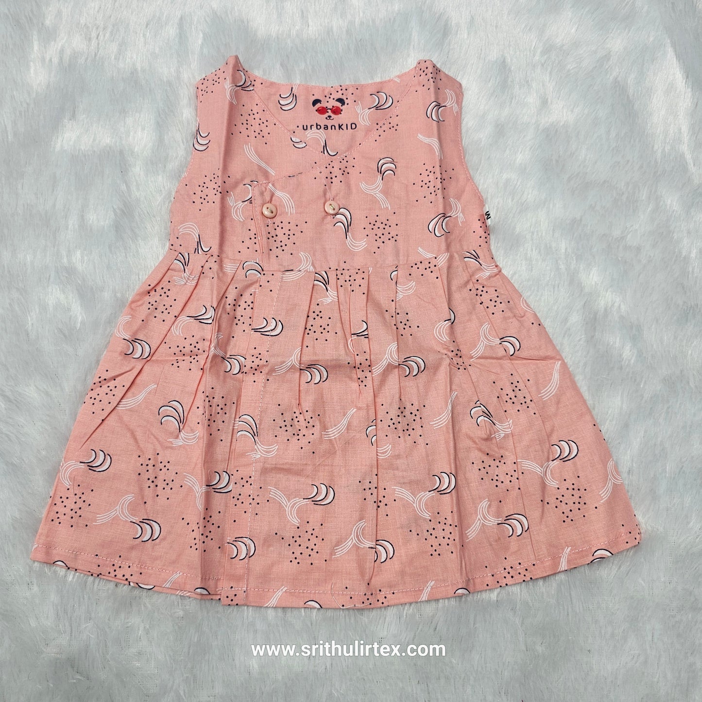Cotton Printed Baby Frock – Front Open Button Type | New Born to 6 Months | Sri Thulir Tex
