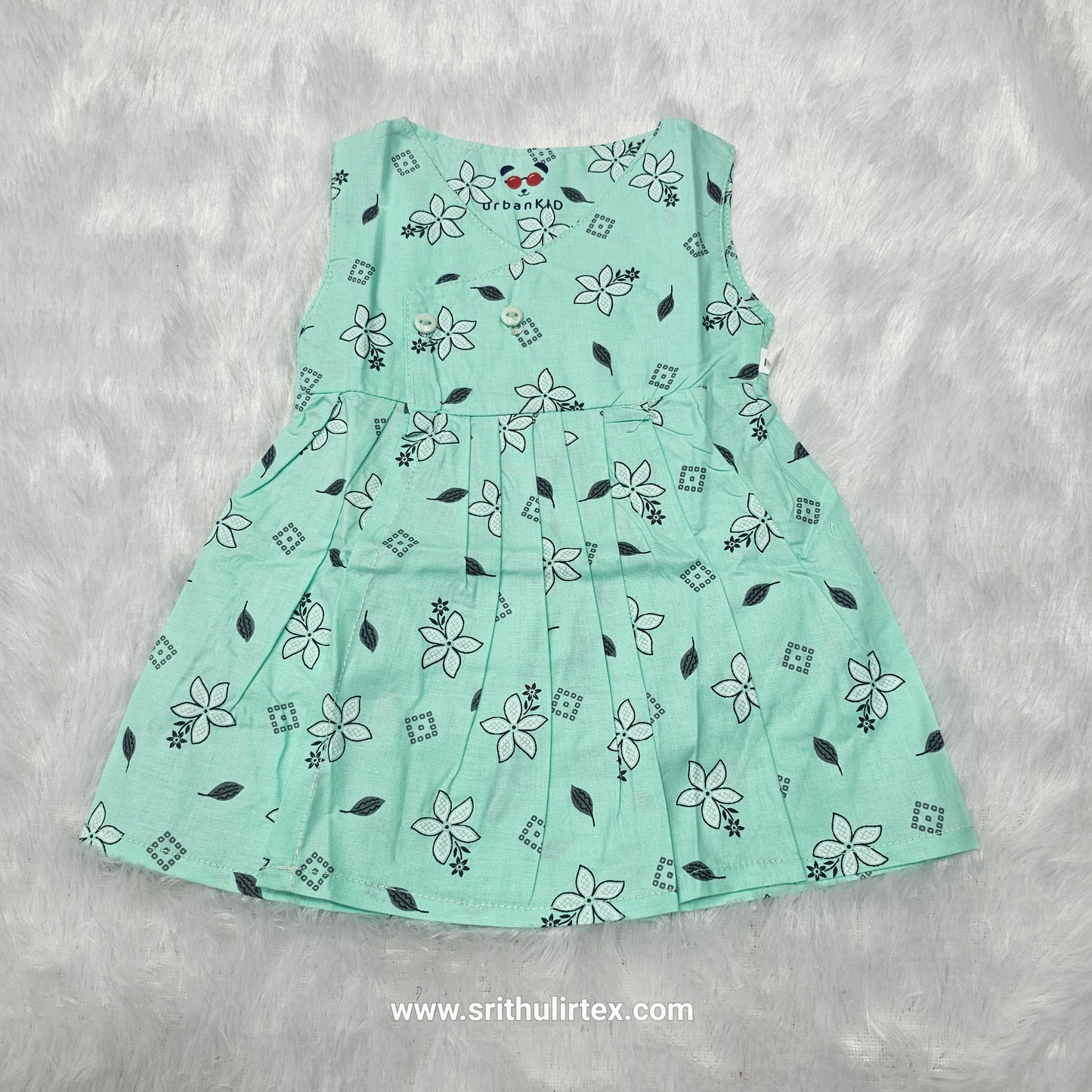 Cotton Printed Baby Frock – Front Open Button Type | New Born to 6 Months | Sri Thulir Tex
