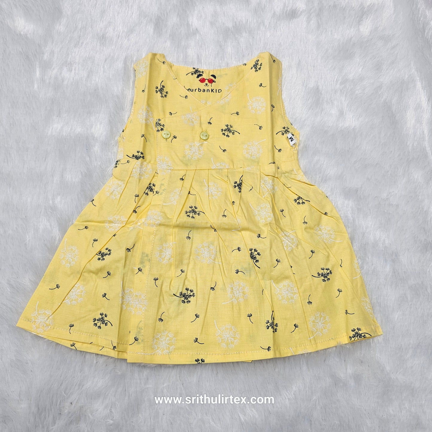 Cotton Printed Baby Frock – Front Open Button Type | New Born to 6 Months | Sri Thulir Tex
