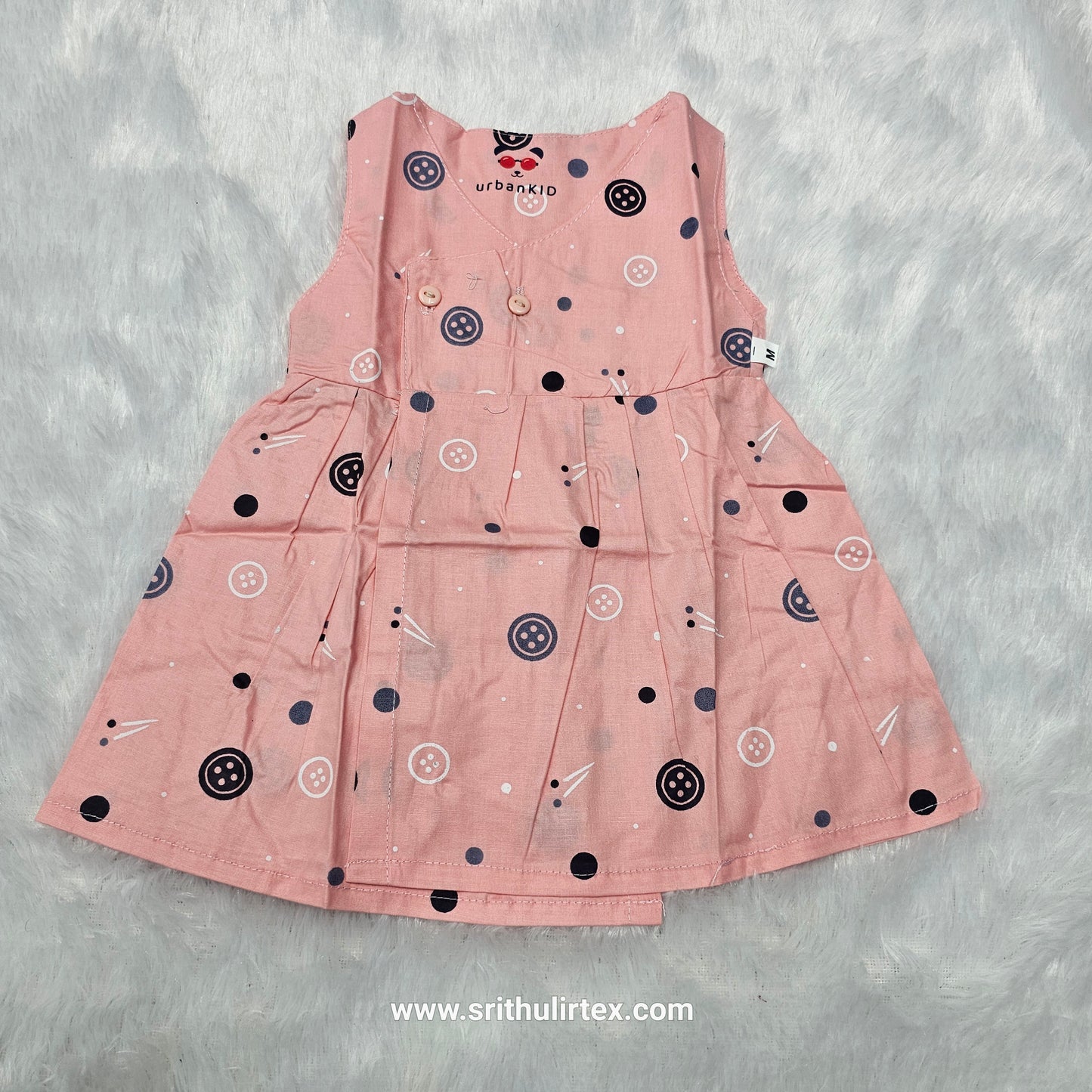 Cotton Printed Baby Frock – Front Open Button Type | New Born to 6 Months | Sri Thulir Tex