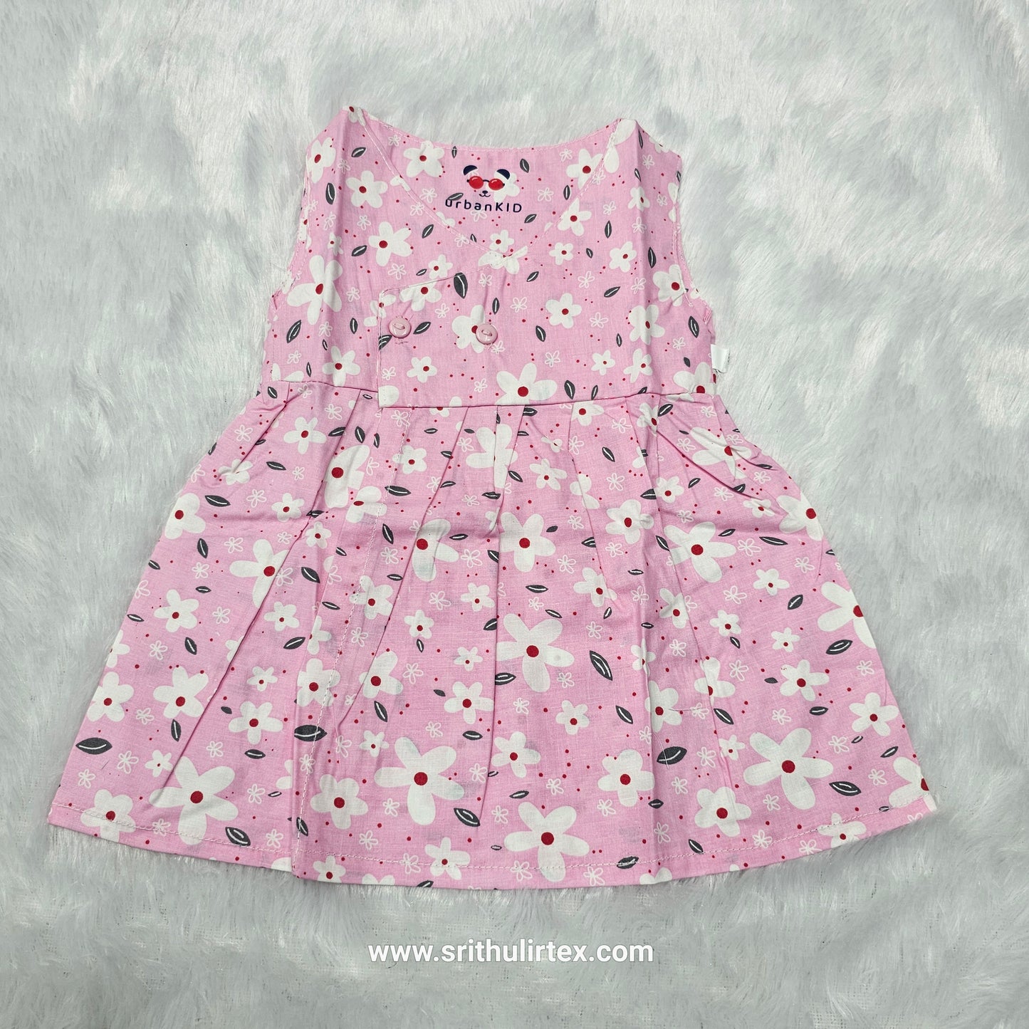Cotton Printed Baby Frock – Front Open Button Type | New Born to 6 Months | Sri Thulir Tex