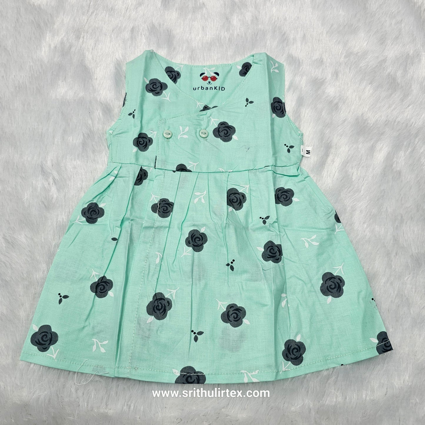 Cotton Printed Baby Frock – Front Open Button Type | New Born to 6 Months | Sri Thulir Tex