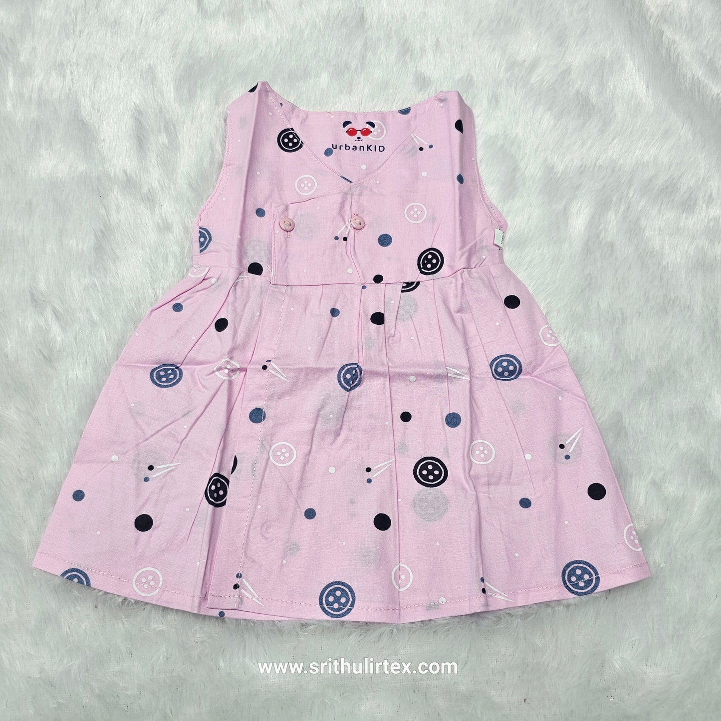 Cotton Printed Baby Frock – Front Open Button Type | New Born to 6 Months | Sri Thulir Tex