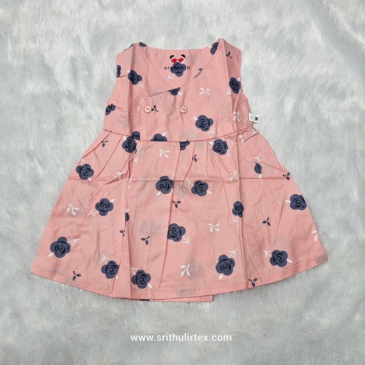 Cotton Printed Baby Frock – Front Open Button Type | New Born to 6 Months | Sri Thulir Tex