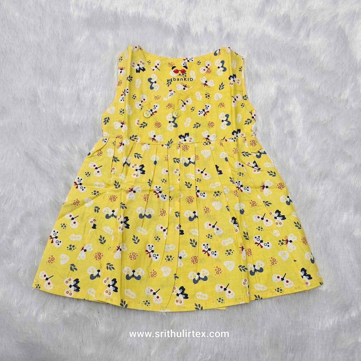 Cotton Printed Baby Frock – Front Open Button Type | New Born to 6 Months | Sri Thulir Tex