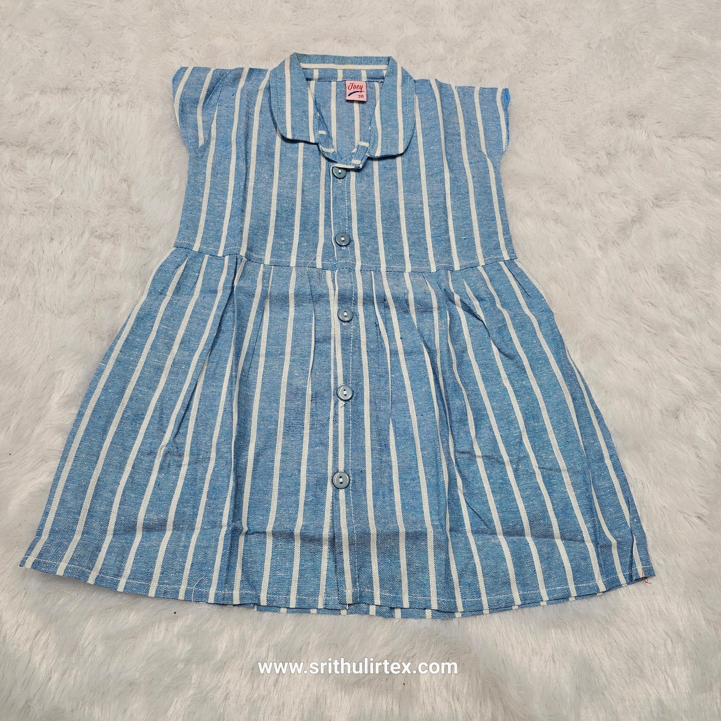 Cotton Stripe Baby Frock – Button Type with Collar Neck | 6 Months to 2 Years | Sri Thulir Tex