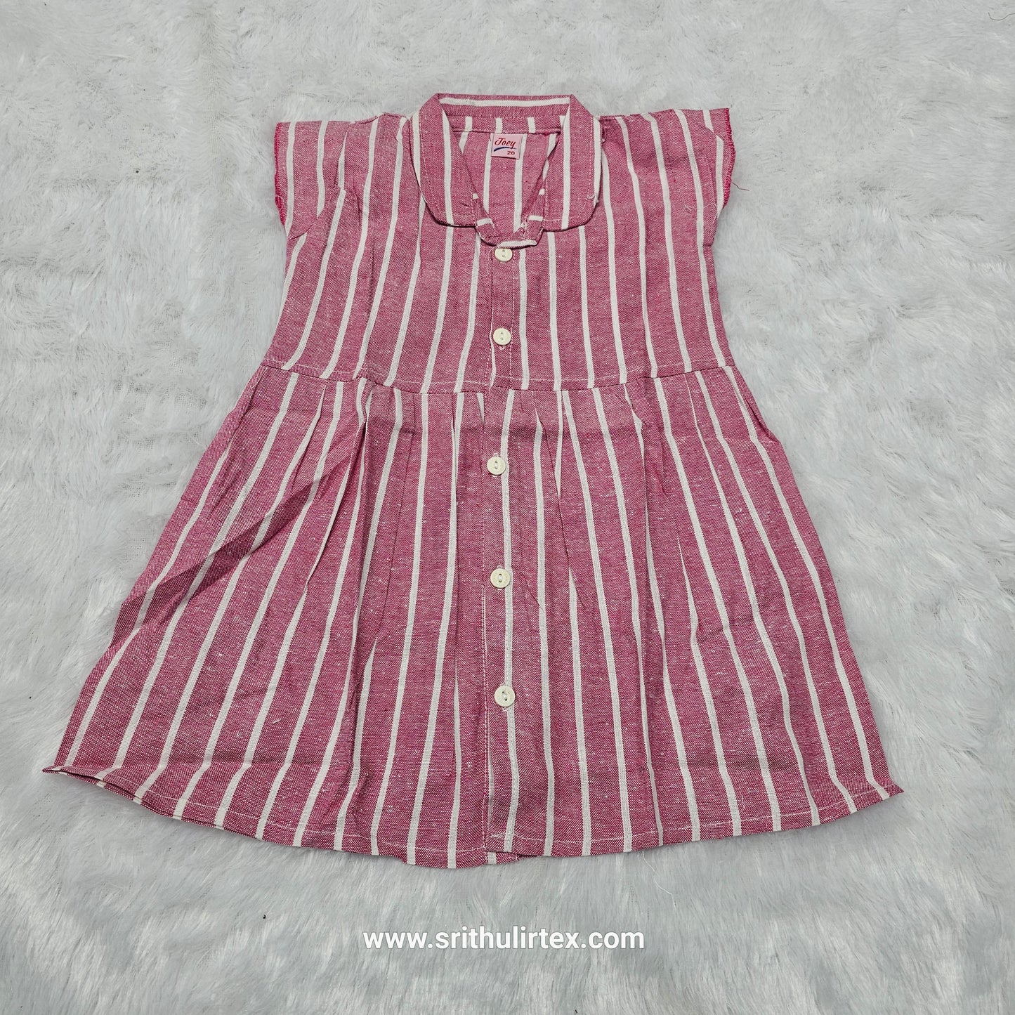 Cotton Stripe Baby Frock – Button Type with Collar Neck | 6 Months to 2 Years | Sri Thulir Tex