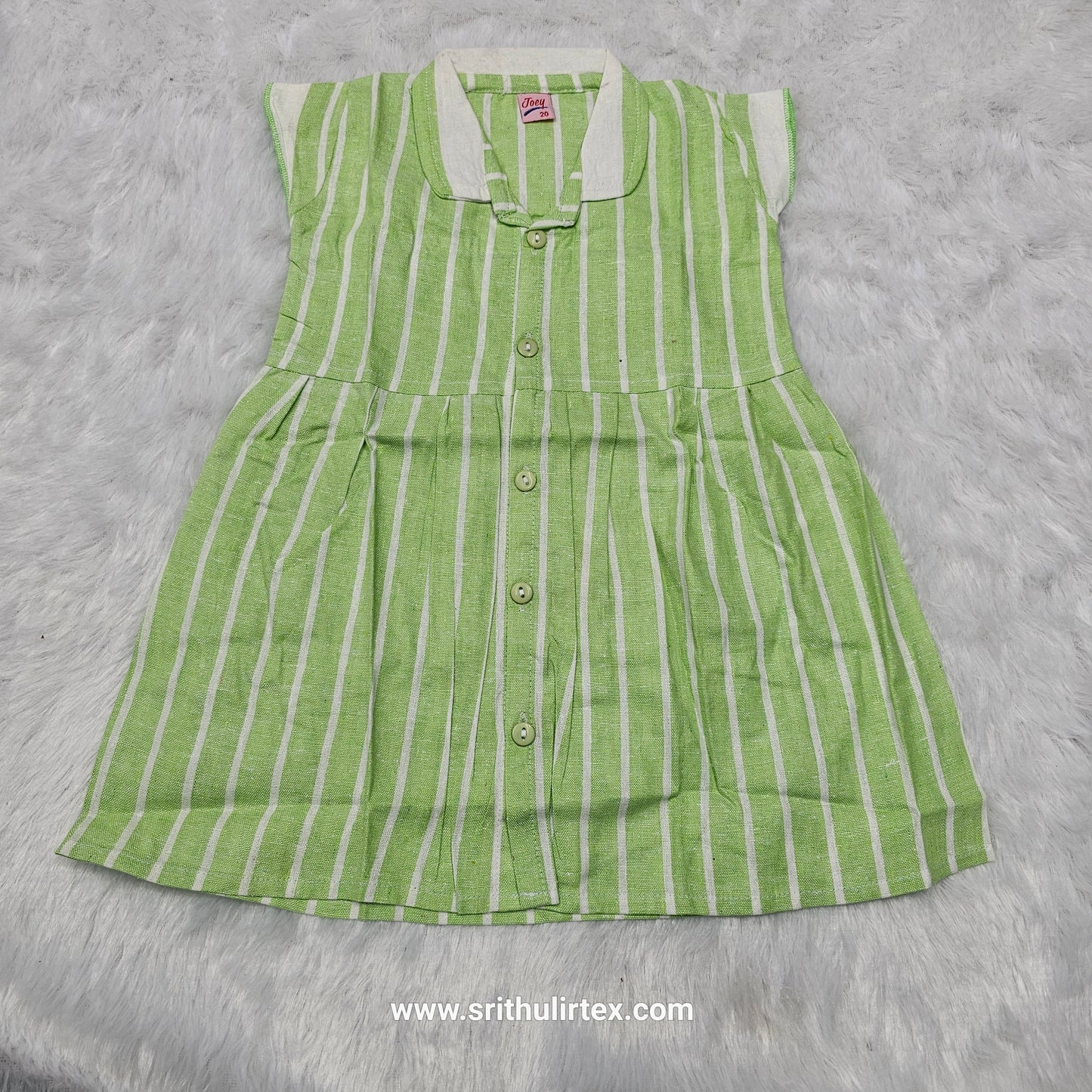 Cotton Stripe Baby Frock – Button Type with Collar Neck | 6 Months to 2 Years | Sri Thulir Tex