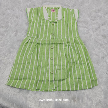 Cotton Stripe Baby Frock – Button Type with Collar Neck | 6 Months to 2 Years | Sri Thulir Tex
