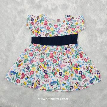 Fancy Cotton Printed Baby Frock – Back Open Button Type | 6 Months to 2 Years | Sri Thulir Tex